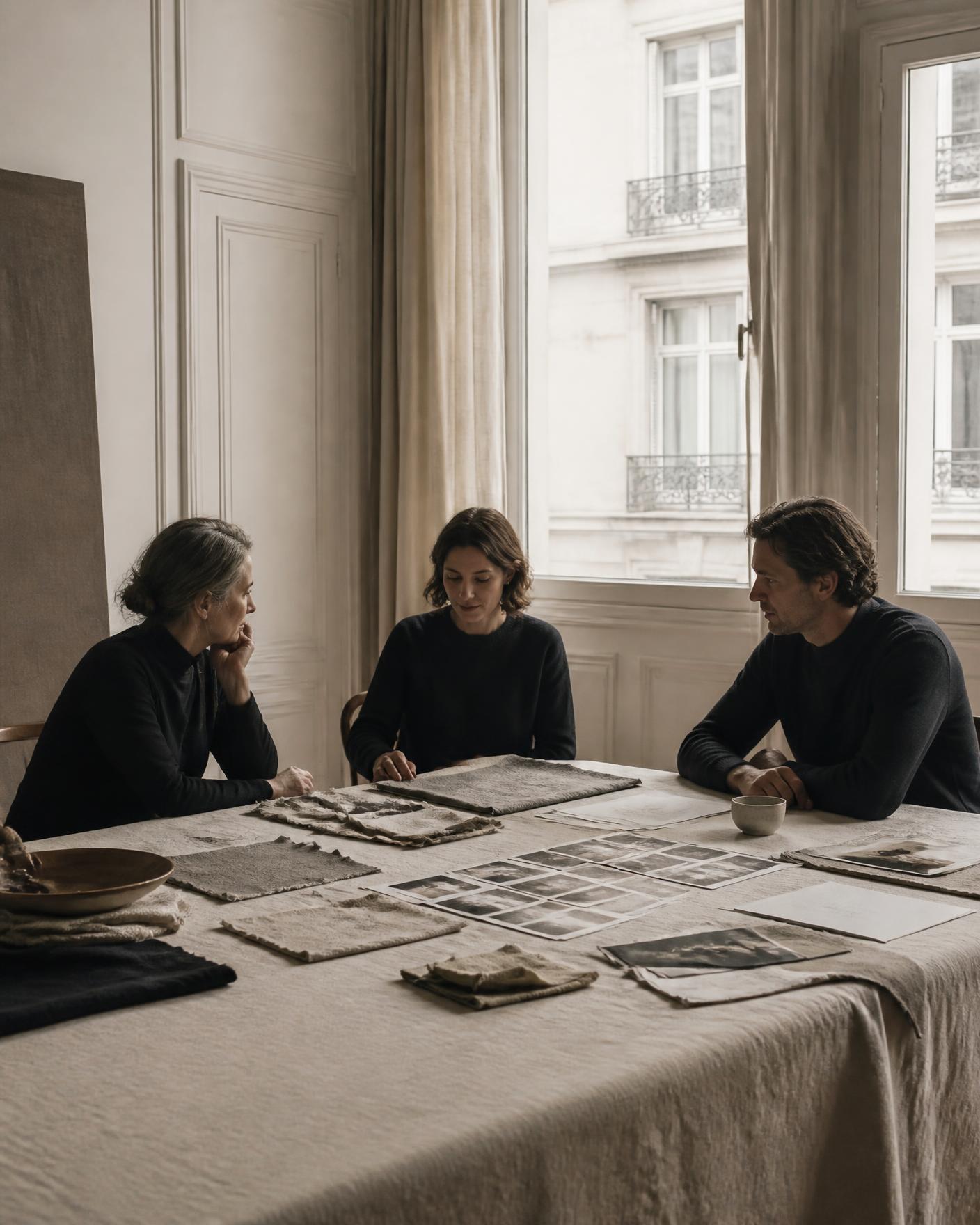 An editorial review meeting in natural light