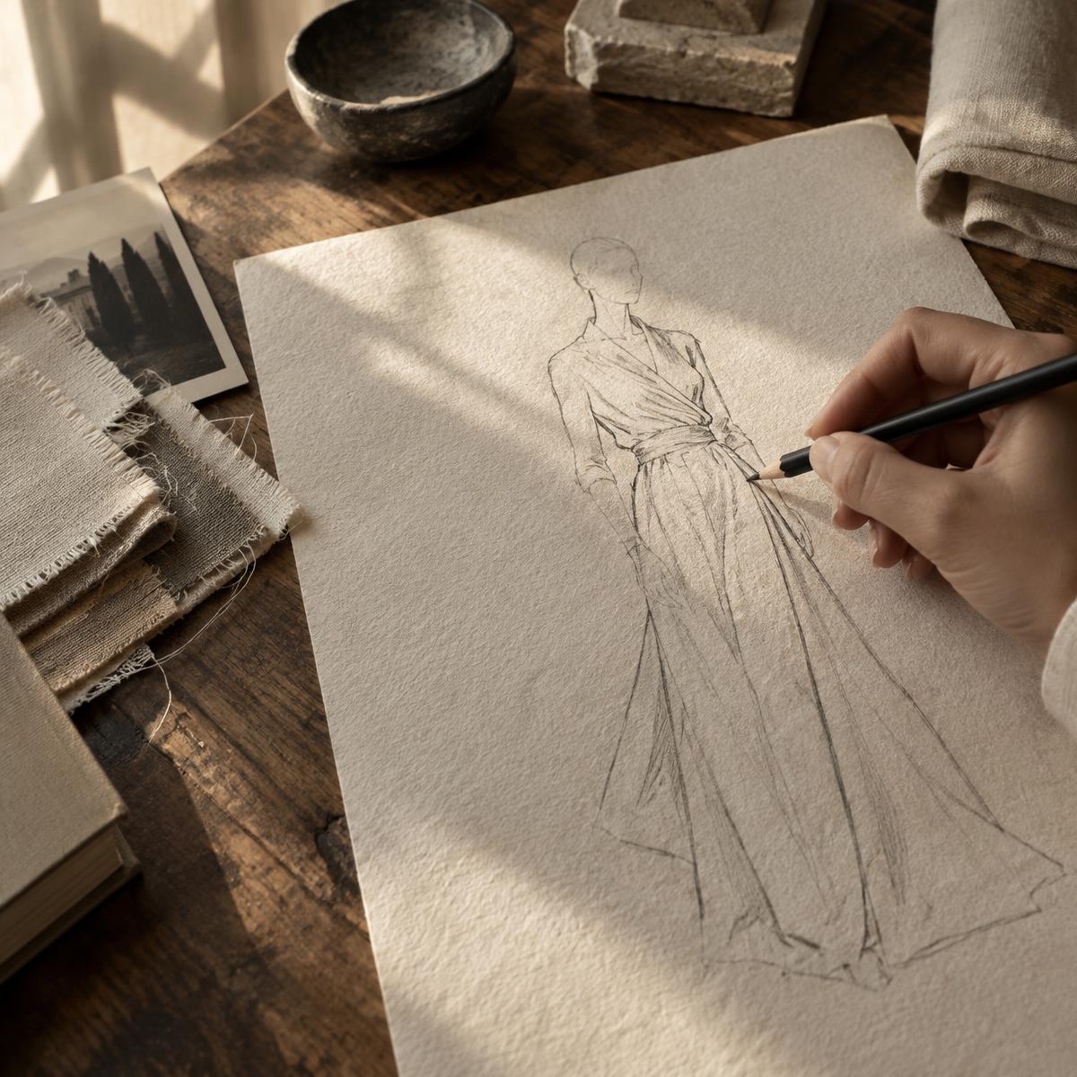 The silhouette, drawn before it is sourced.