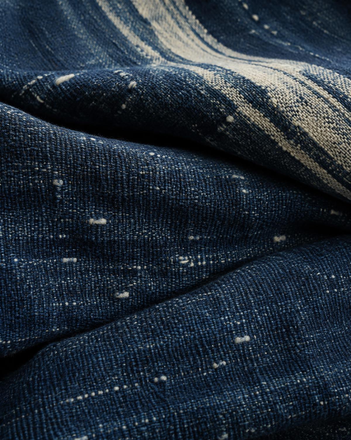 Hand-woven indigo-dyed cotton